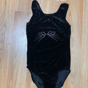 Black velvety dance/gymnastics leotard